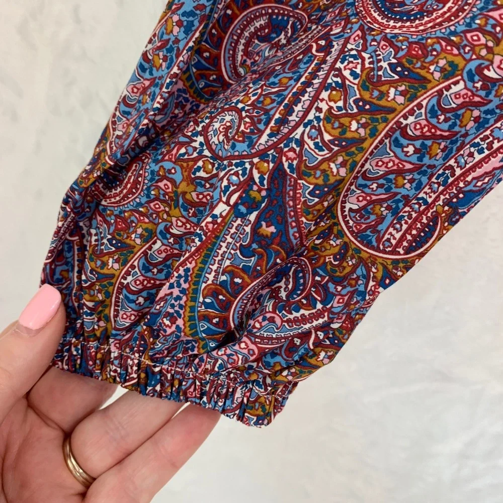 J. Crew Liberty Tropical Prince Print Puff Sleeve Smocked Top XS